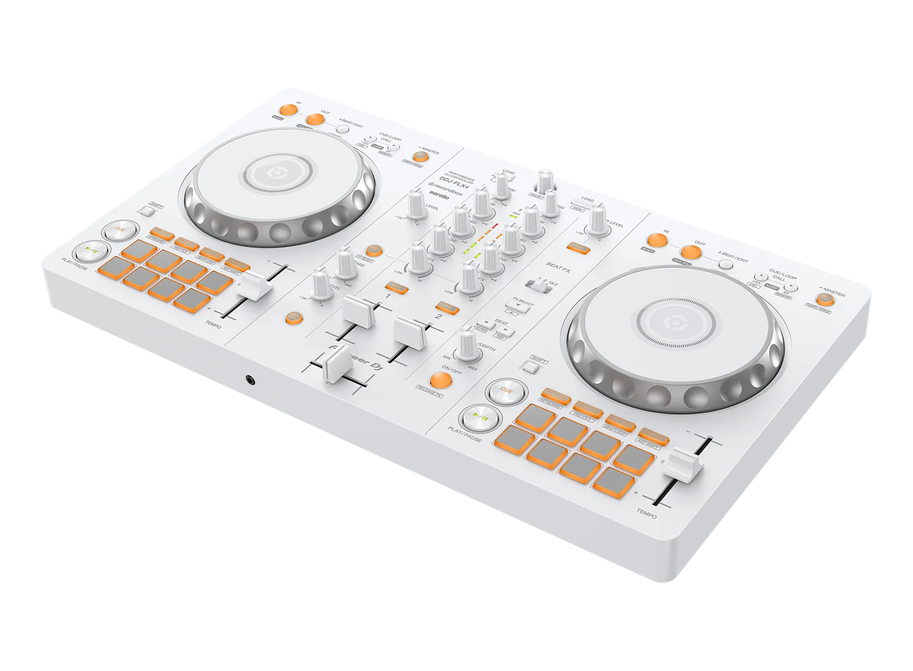 Controladora Pioneer DJ DDJ-FLX4 Branco, vista em ângulo
