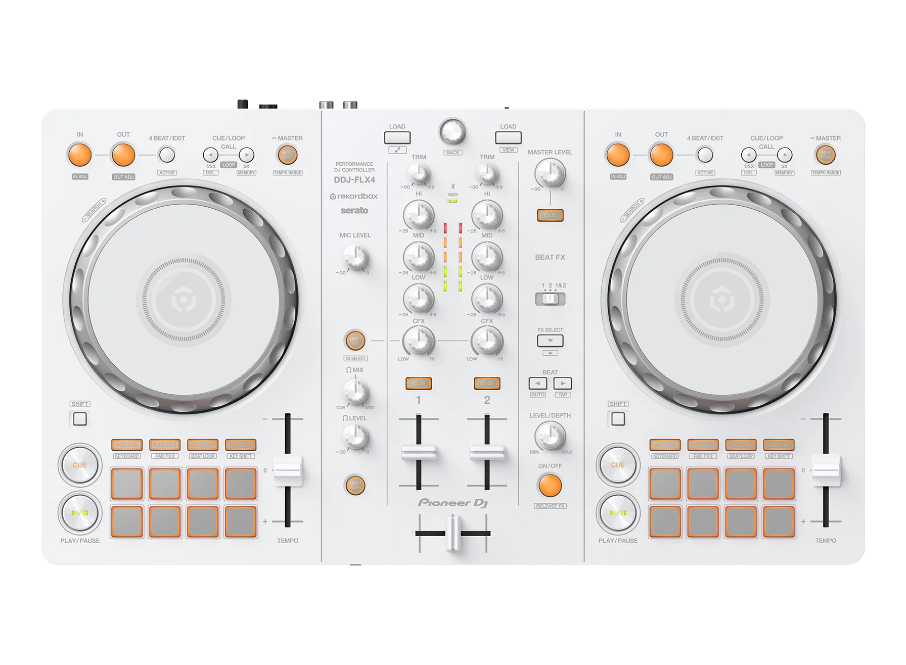 Controladora Pioneer DJ DDJ-FLX4 Branco, vista de cima